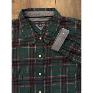 Tommy Hilfiger Womens Ladies Multicolor Plaid Long Sleeve Button Down Shirt Sz L
